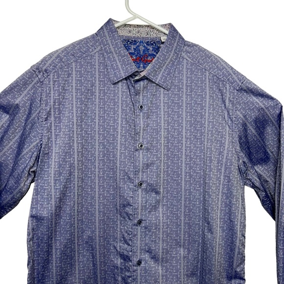 Robert Graham Blue Boho Abstract Dressy Button Down Shirt Extra Large - Picture 4 of 12